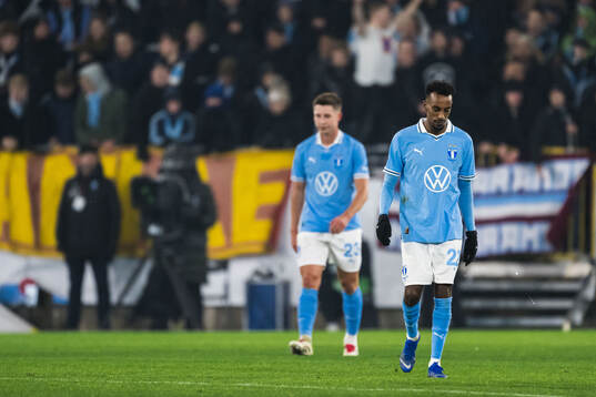 Taha Ali of Malmö FF looks dejected