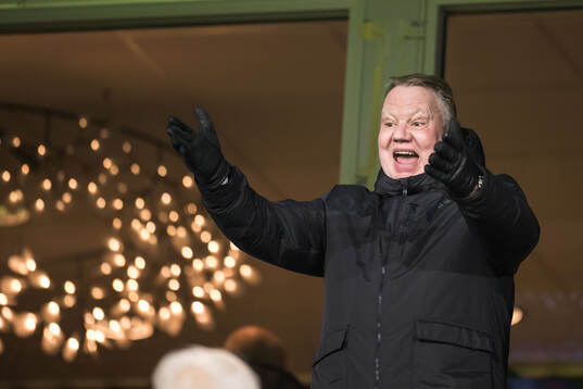 Karl-Erik Nilsson, vice president of UEFA in the stands