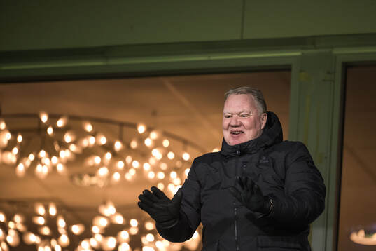 Karl-Erik Nilsson, vice president of UEFA in the stands