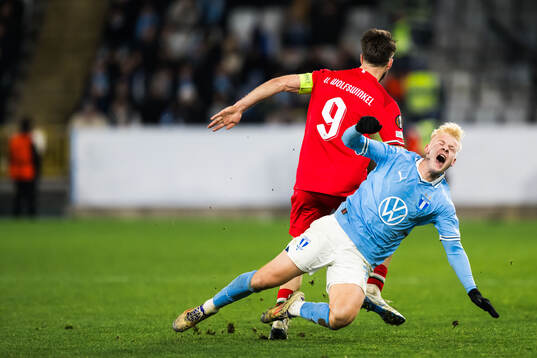 Otto Rosengren of Malmö FF and Ricky van Wolfswinkel of