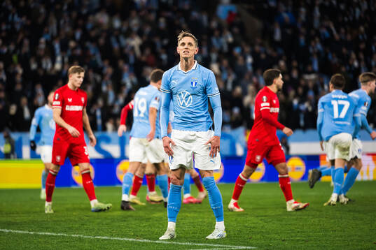 Søren Rieks of Malmö FF looks dejected