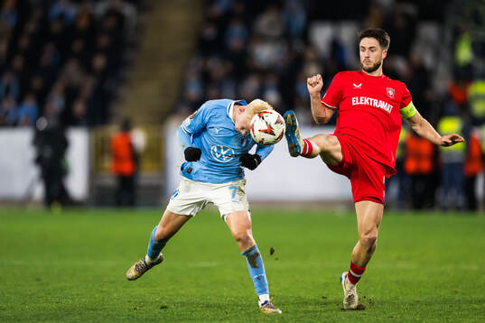 Otto Rosengren of Malmö FF and Ricky van Wolfswinkel of