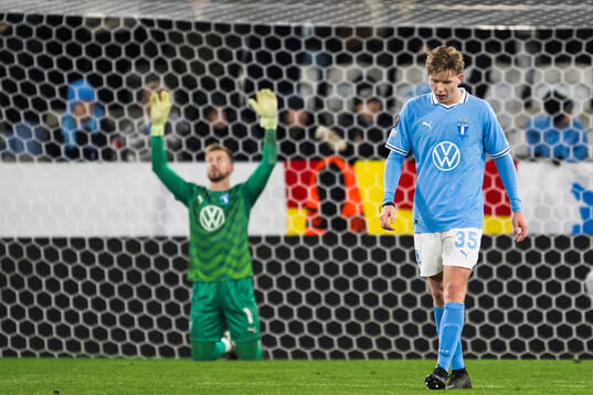 Nils Zätterström of Malmö FF looks dejected