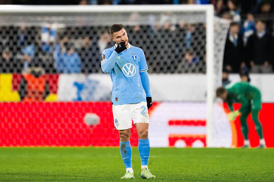 Gabriel Busanello of Malmö FF looks dejected