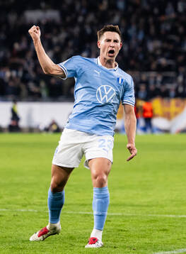 Lasse Berg Johnsen of Malmö FF celebrates