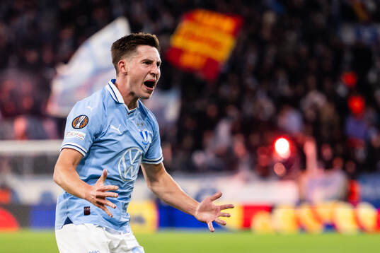 Lasse Berg Johnsen of Malmö FF celebrates