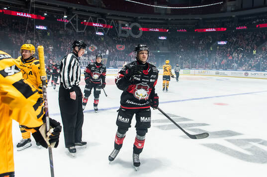 Malmö Redhawks Johan Olofsson jublar