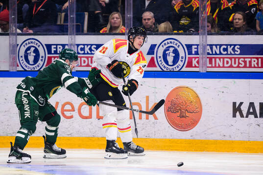 Färjestads Axel Bergkvist och Brynäs Oskar Lindblom