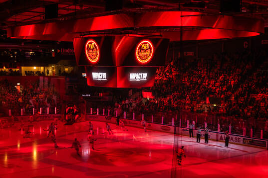 Interiör Coop Norrbotten Arena med texten Impact by SHL