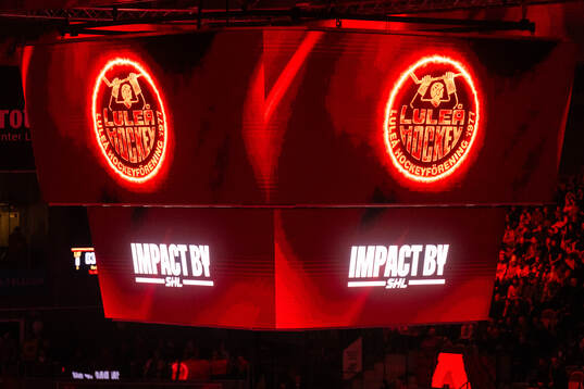 Interiör Coop Norrbotten Arena med texten Impact by SHL