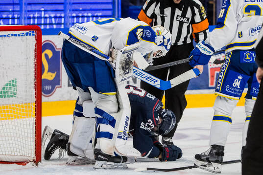 Leksands målvakt Mantas Armalis och Linköpings Robin