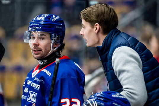 Oskarshamns Erik Reed Bradford och tränare Albin Blomqvist