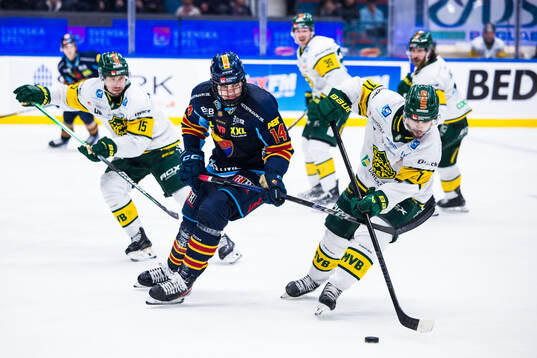 Djurgårdens Anton Frondell och Björklövens Gustav Possler