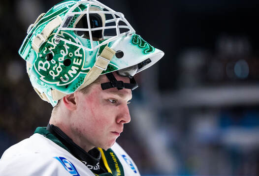 Björklövens målvakt Melker Thelin deppar