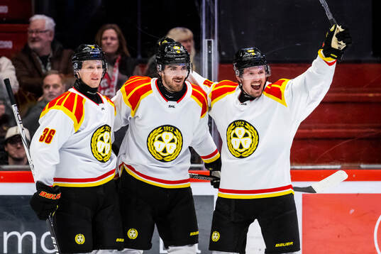 Brynäs Linus Ölund, Jack Kopacka och Johannes Kinnvall