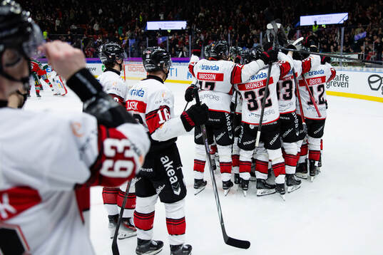 Malmö Redhawks spelare jublar