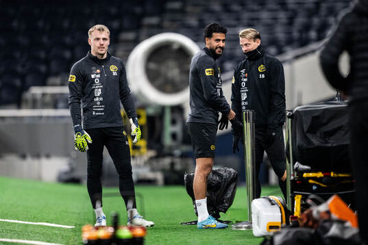 Goalkeeper Isak Pettersson, Rami Kaib and Simon Hedlund of