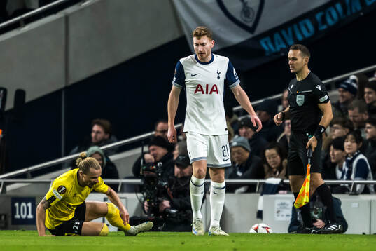 Niklas Hult of Elfsborg and Dejan Kulusevski of Tottenham