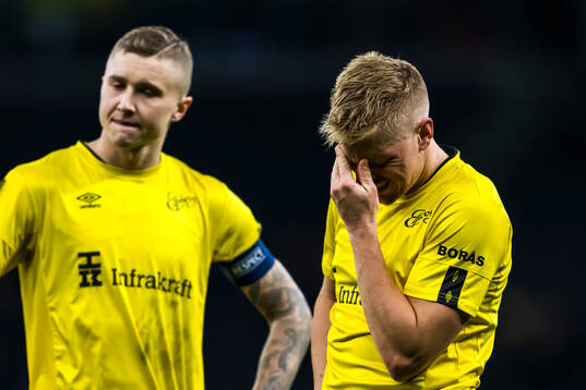 Sebastian Holmen and Per Frick of Elfsborg look dejected