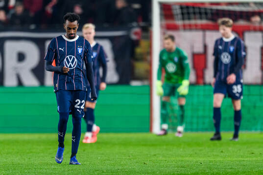 Taha Ali of Malmö FF looks dejected