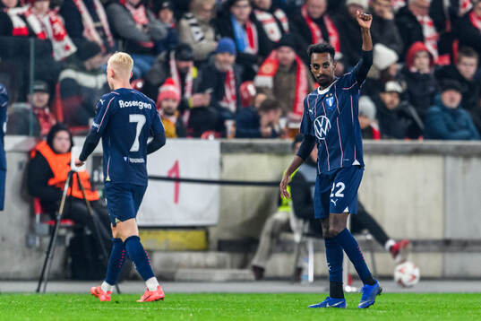 Taha Ali of Malmö FF celebrates