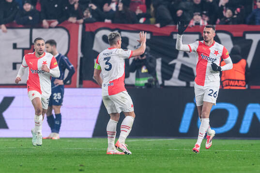 Ivan Schranz of Slavia Prag celebrates