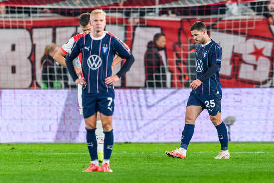 Otto Rosengren and Gabriel Busanello of Malmö FF look