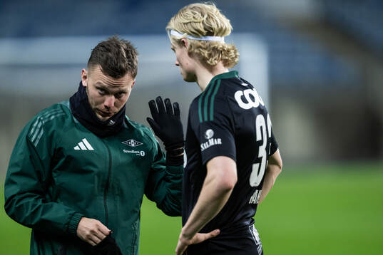 Head coach Alfred Johansson and Tobias Dahl of Rosenborg and