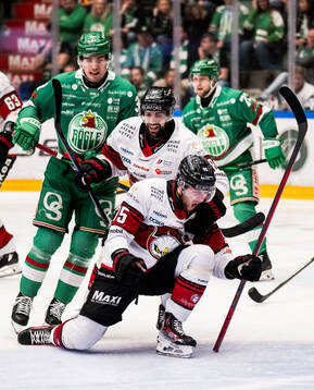 Malmö Redhawks Robin Hanzl och Carl Persson jublar