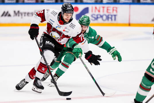 Malmö Redhawks Jakub Galvas och Rögles Josh Dickinson