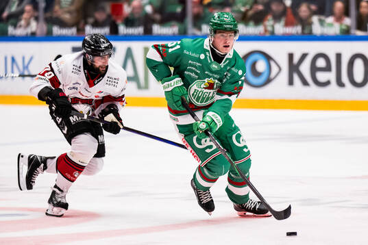 Malmö Redhawks Jakub Galvas och Rögles Calle Själin
