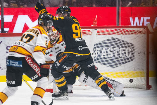 Luleås målvakt Matteus Ward deppar och Skellefteås