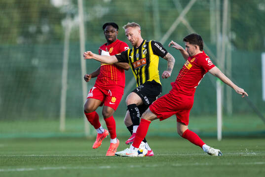 Mikkel Rygaard Jensen of Häcken and Levy Nene and Mark