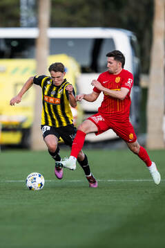 Filip Öhman of Häcken and Mark Brink of FC Nordsjälland