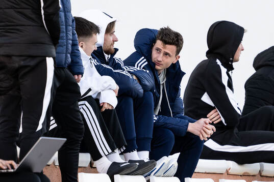 Head coach Martin Falk of IFK Norrköping in the stands