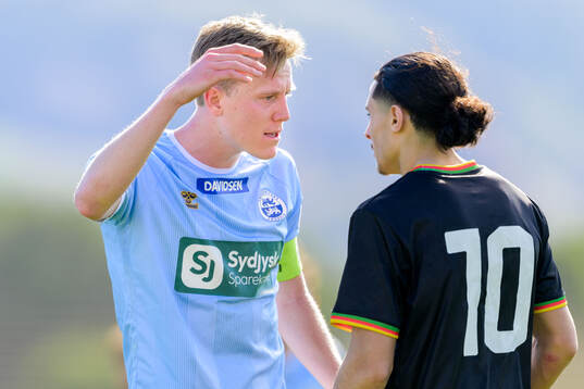 Rasmus Vinderslev of Sönderjyske and Amin Boudri of GAIS