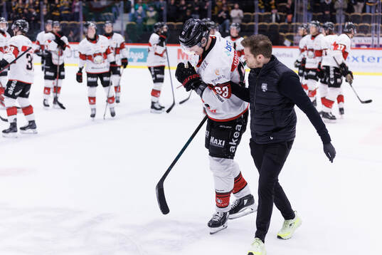 Malmö Redhawks Fredrik Händemark får hjälp att ta sig