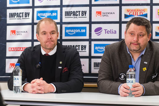 Färjestads tränare Thomas Mitell och Modos tränare