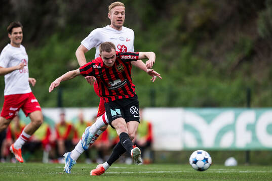 Mads Nielsen of Fredrikstad and Victor Lind of