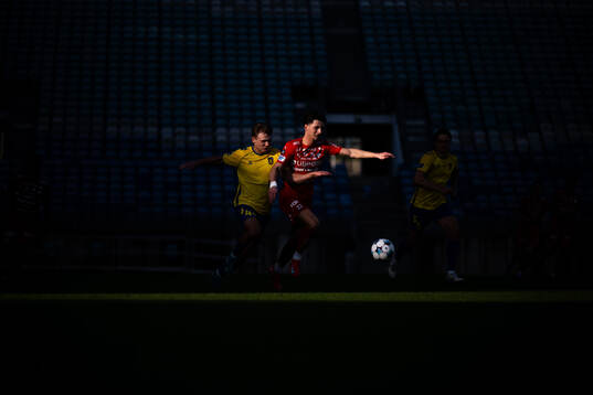 Lukas Larsen of Brøndby and Kenan Bilalovic of Värnamo