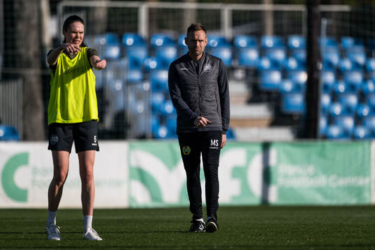Hammarbys Simone Boye Sørensen och tränare Martin Sjögren