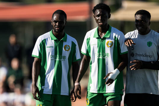 Adam Akimey and Raymond Dwomoh of Hammarby