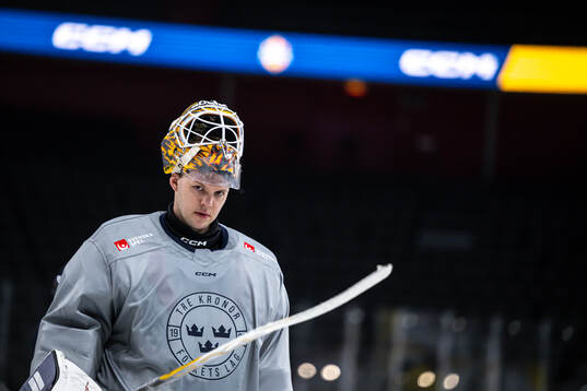 Goaltender Linus Söderström of the Swedish national ice