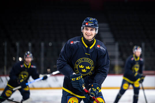 Lias Andersson of the Swedish national ice hockey team at a
