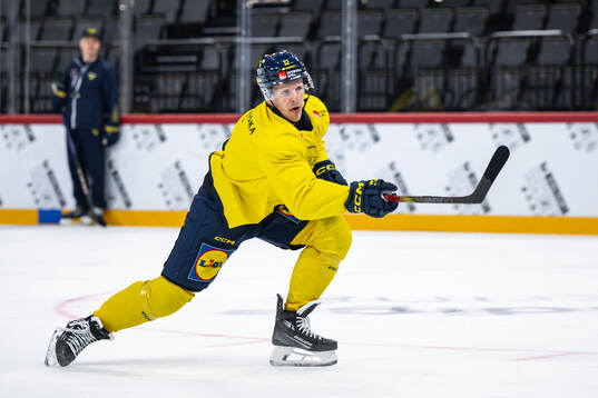 Max Friberg of the Swedish national ice hockey team at a
