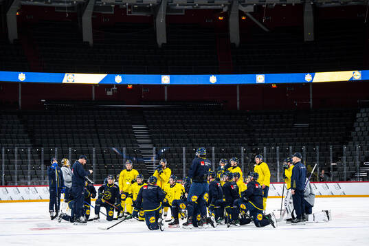 The players of the Swedish national ice hockey team gather