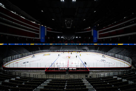General interior view of Avicii Arena at a practice session