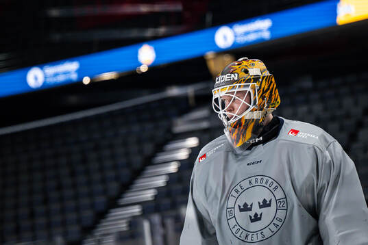 Goaltender Linus Söderström of the Swedish national ice
