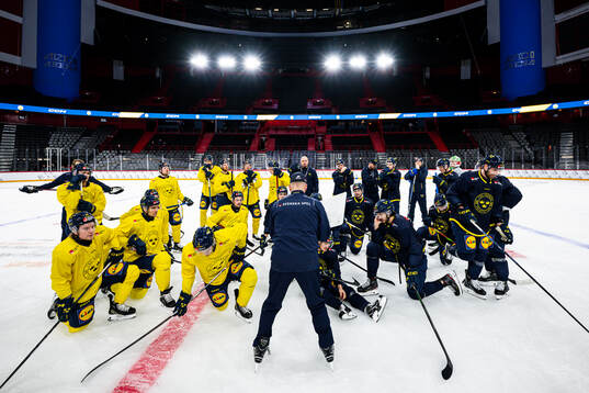 The players of the Swedish national ice hockey team gather