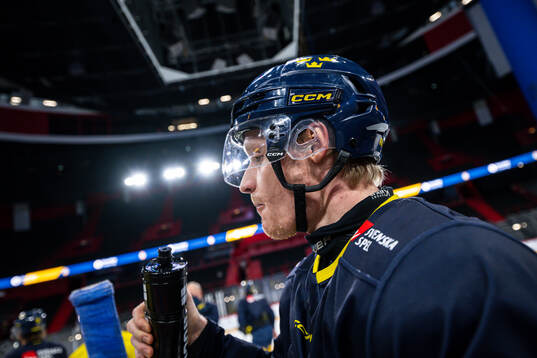 Anton Bengtsson of the Swedish national ice hockey team at